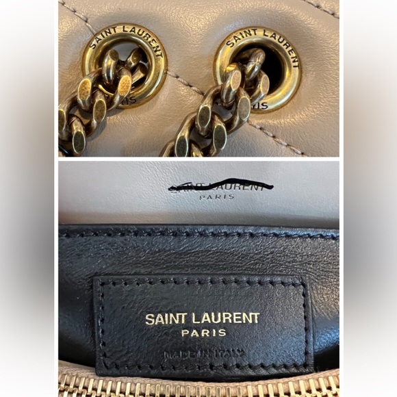 SAINT LAURENT Monogram Loulou Quilted Small Beige Leather Shoulder Bag - Picture 10 of 13